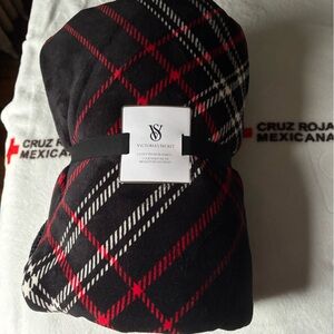 Victoria's Secret Black and Red Plush Blanket